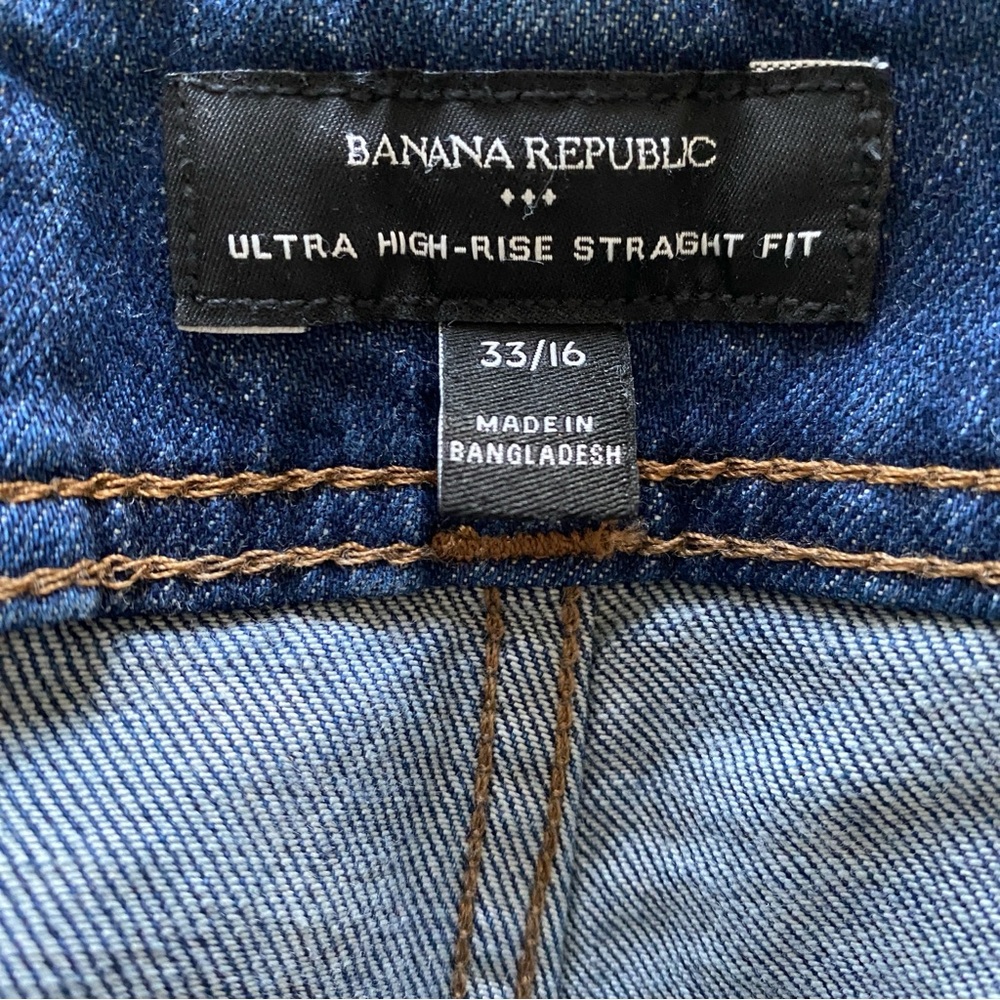 BANANA REPUBLIC BLUE JEANS 33 ULTRA HIGH-RISE STRAIGHT LEG CLASSIC DENIM SIZE 33 - Picture 14 of 14